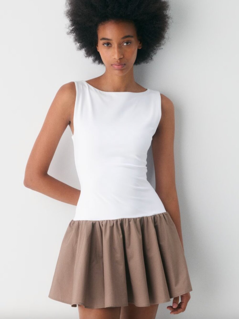 Aritzia Babaton Segment Poplin Drop Waist Mini Dress S